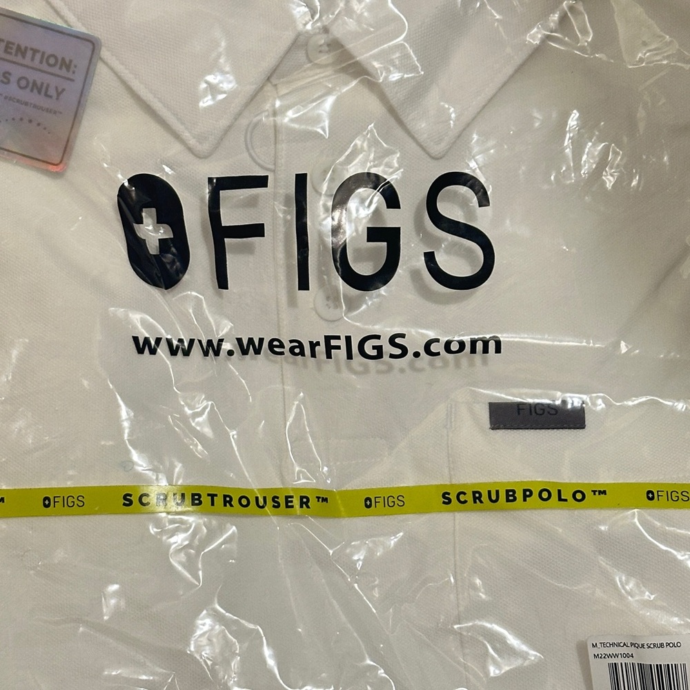 FIGS Men's White Polo Shirt